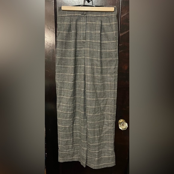 Express Charcoal Plaid Dress Trousers - Picture 1 of 5